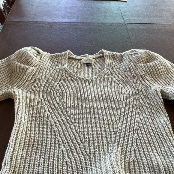 Universal Thread XS Cropped Chunky Cable Knit Sweater Puffed Sleeves Pullover - Picture 9 of 10